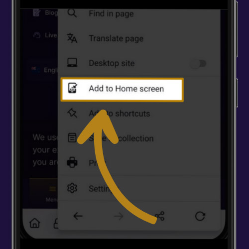 Select “Add to Home Screen” Spinbet